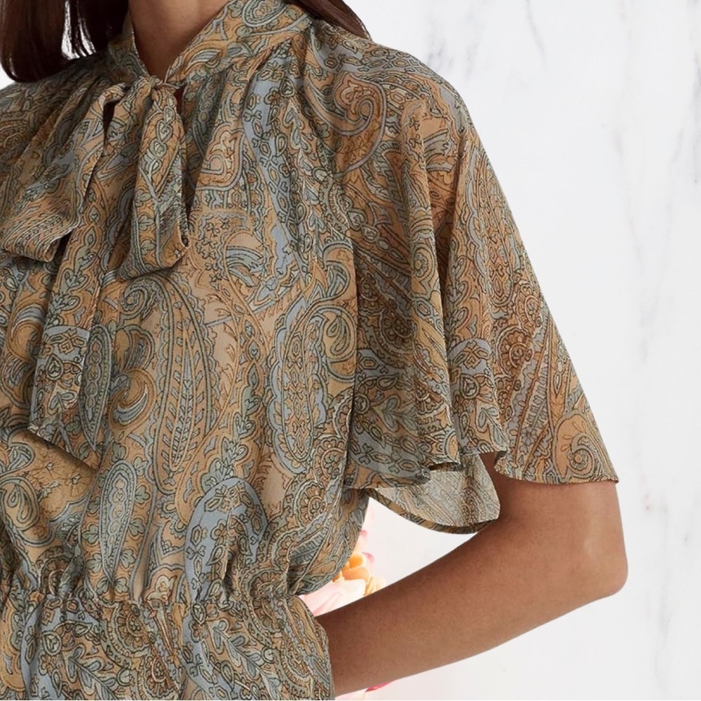 Lauren Ralph Lauren Women's Paisley Georgette Tie-Neck Dress~ NWT! - Picture 5 of 14